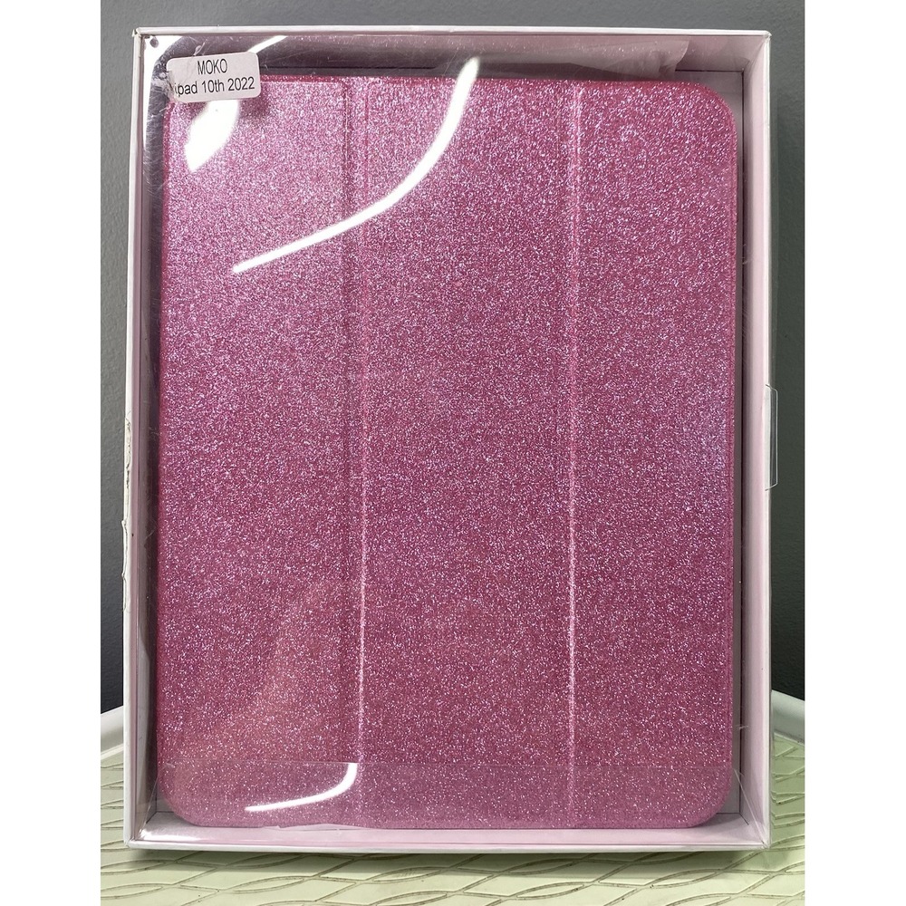 MoKo Girl's  Womens‎ Pink Sparkle Glitter Bi-fold Case iPad 10th Generation 2022